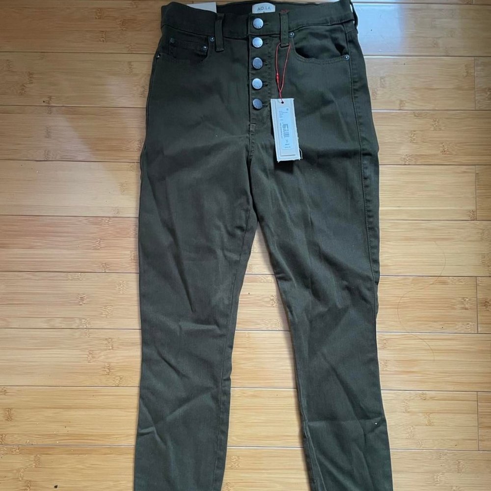 NWT Alice + Olivia Good High Rise Skinny Jeans Army Size 28